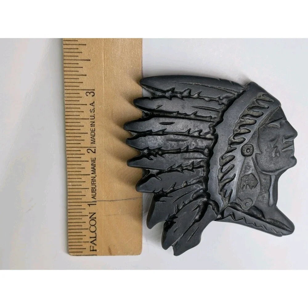 Vintage Metal Native American Indian Chief Belt Buckle Western Wear War Bonnet